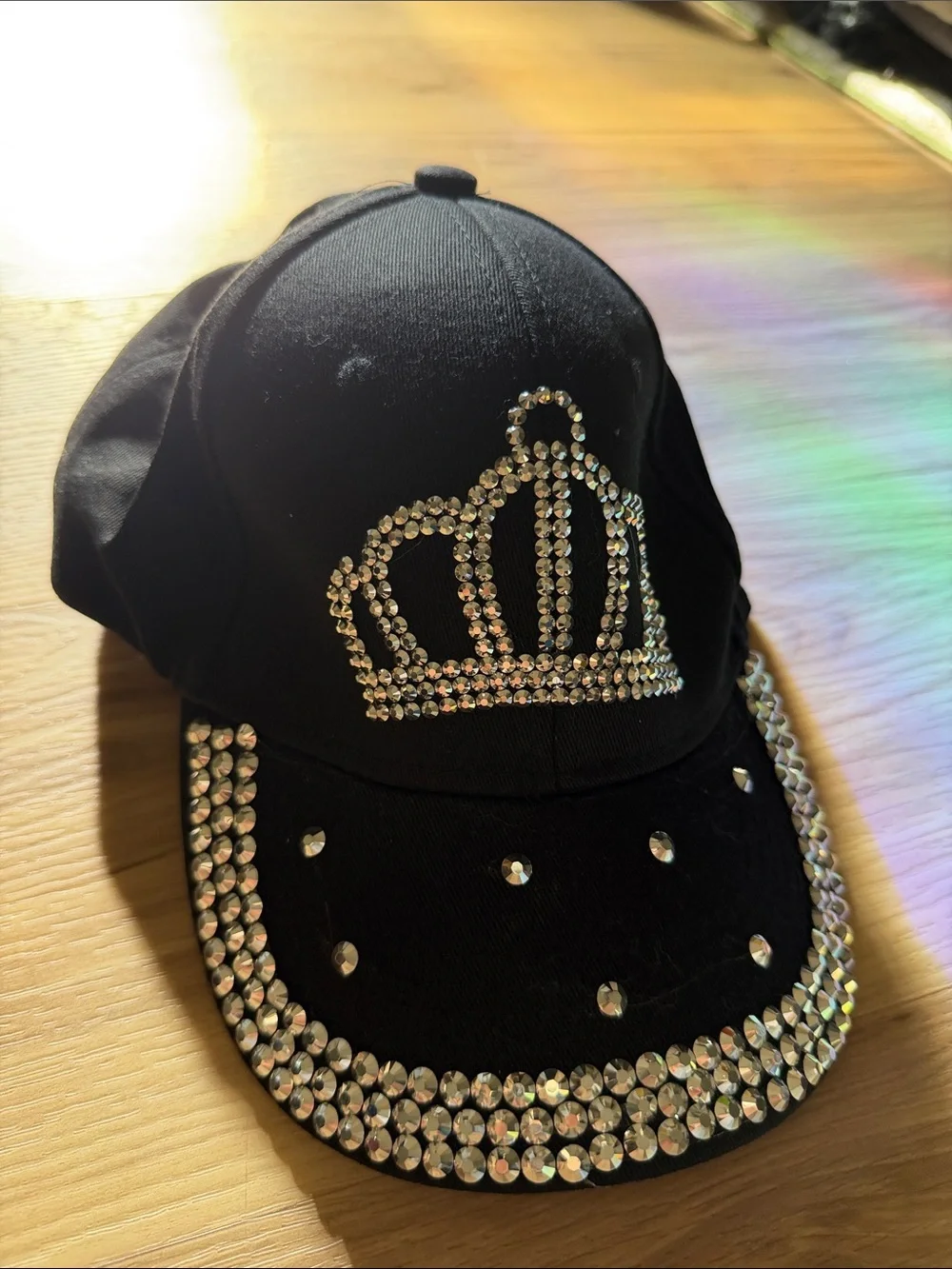 Black Kids Rhinestone Crown Baseball Cap